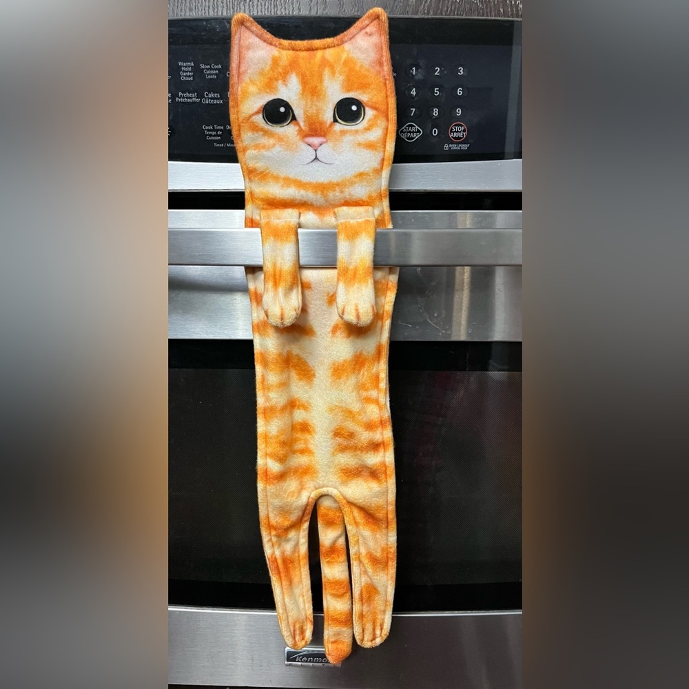 Hand Towel -Adorable Orange Cat Plush towel with Hanging Loops